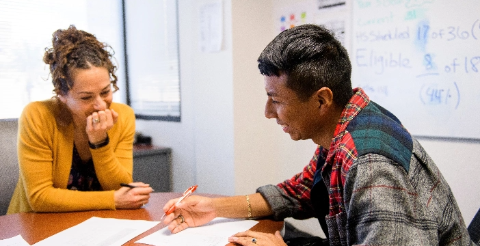 A Barrett Online student meets with his Barrett advisor to build his course schedule.